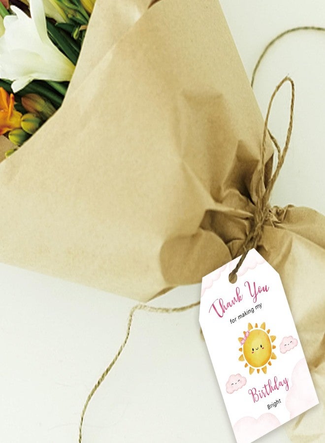 FORSHEEP 50pcs Sunshine Thank You Tags, Sun Gift Tag with String for Girl Birthday Party, Nice Weather Thank You Paper Tags for First Trip Around The Sun Birthday Party Favors - Image 5